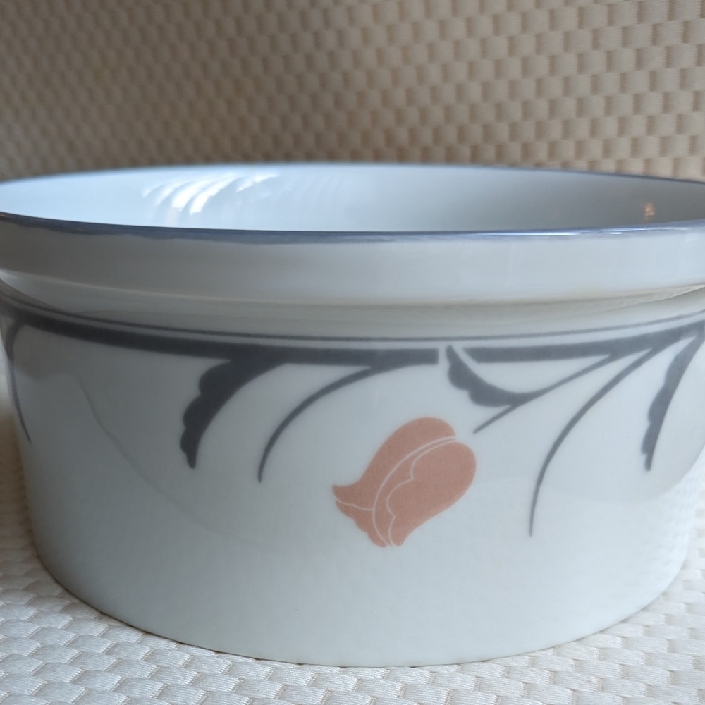 Dansk Tivoli BELLES FLEURS TAUPE Floral Peach Round Bowl - Picture 5 of 9